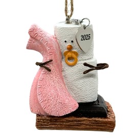 S’Mores Baby Girl First Christmas Ornament 2025 – Marshmallow Blanket Ornament Keepsake for Newborn, Granddaughter, Blanket 2025