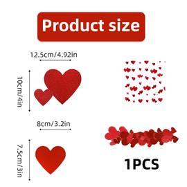 4m Valentines Bunting,Red Hearts Valentines Day Decorations,Glitter Valentine Bunting,Double Sided Metallic Paper Heart Banner,Hanging Love Heart Bunting,for Engagement Anniversary Valentines Day
