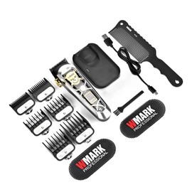 WMARK High Speed Professional Hair Clipper for Men Professional Cordless&Corded Hair Clippers with LCD Display 6 Guide Combs *1comb,Mens NG-130 (Silver)