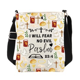 FUSTMW Christian Crossbody Bag Faith Religious Baptism Gifts Bible Psalm 23 4 Sling Bucket Bag with Shoulder Strap (Christian C Bag)