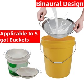 2 Pcs Fine Mesh 60 mesh Stainless Steel Paint Filter and 2" paintbrushes, for 5 Gallon Paint Bucket, Latex Paint Funnel Filter Cap, Paint Filter Tool Plug-in Filter (2)