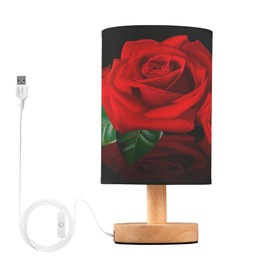 Mnsruu Small Table Lamp for Bedroom Bouquet of Red Roses Table Lamp Nightstand Lamp for Livingroom Office Reading Working Table Desk
