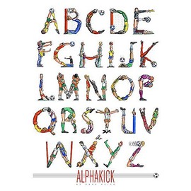 Picture Peddler Alphakick Doug Keith Sport Soccer Alphabet Funny Children Poster Image Size is 11x14 Overall Size is 13x16 Inches