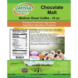 Chocolate Malt Medium Roast Coffee (Gourmet, Naturally Flavored, Whole Coffee Beans) (16 oz, ZIN: 549466)