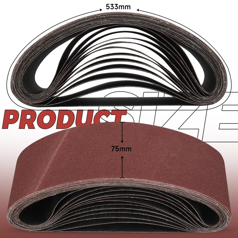 STEBRUAM Sanding Belt 75 x 533 mm,12PCS 120 Grit