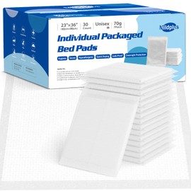 MILDPLUS 23"X36" Individually Wrapped Premium Disposable Pad Heavy Duty 70 Grams Underpads Disposable Incontinence Chucks Bed Pads for Adult, Kids or Pets (30 PCS)