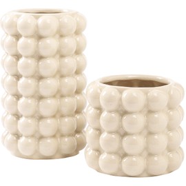 YANWE1 Bubble Vases, Set of 2 Ceramic Vases, Boho Vases, Ceramic Flower Vases, Vases for Flowers, Tall Bubble Vases, White Bubble Vases, Vases for Decor, Living Room, Dining Table, Wedding, Mantel