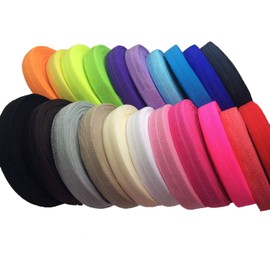 JESEP 100 Yards Fold Over Elastic 5/8'' 15mm Stretch Foldover FOE Elastics Ribbon for Headbands Baby Girl Head Bow JSP08