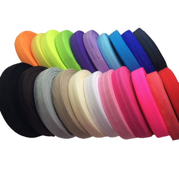 JESEP 100 Yards Fold Over Elastic 5/8'' 15mm Stretch Foldover