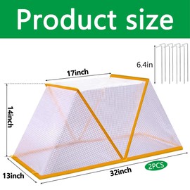 2 Pcs Garden Row Accelerator Plants Cover, 32" x 13" x 14" Foldable Raised Garden Beds Vegetable Rows Plant Protector, Plant Net Cage Guard Greenhouse Cover for Protect Vegetable Fruit from Animal