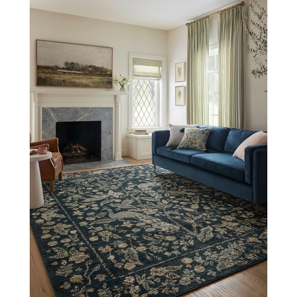 Loloi Rifle Paper Co. Laurel Collection LAU-05 Navy/Multi 2'-8" x