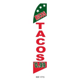 (4) four RICOS TACOS $0.99 11.5' Swooper #8 Feather Flags BANNERS