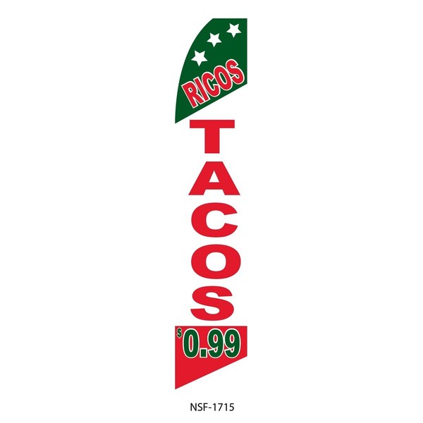 (4) four RICOS TACOS $0.99 11.5' Swooper #8 Feather Flags