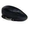White Fang CZ336 Beret Leather Chain, Simple, Rock Hat, For