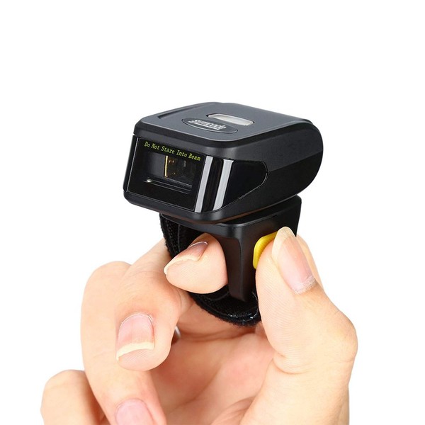 Symcode Barcode Reader, Mini Ring Shape, Two-Dimensional, One-Dimensional, Bluetooth, 2.4 GHz Wireless, USB Connection, Compatible with PC, IOS, Android, Suitable for Stores, Offices, Logistics, Warehouses, Libraries, and More