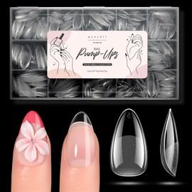 Makartt Nail Tips: 510pcs Pre-Shaped Full Cover Half Matte Short Almond Press on Nails 15 Sizes Soak Off Soft Gel False Nails for Extension No Crease Acrylic Nail Manicure DIY Salon Home