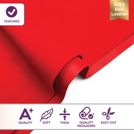 Real Bright Red Suede Leather: Genuine Leather Sheet for Crafts and Sewing (True Red Suede, 10x10In/ 25x25cm)