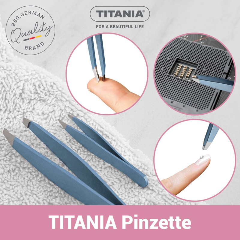 TITANIA® Tweezers Set - Stainless Slicker Tweezers with Slant Tip