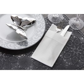 White Dinner Napkins Cloth Like with Built-in Flatware Pocket, Linen-Feel Absorbent Disposable Paper Hand Napkins for Kitchen, Bathroom, Parties, Weddings, Dinners or Events, 16x16 inches, Pack of 50