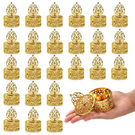 Mezchi 24 Pack Gold Favor Boxes, Mini Plastic Candy Container with Lid, Small Treat Gift Boxes Candy Storage Container for Wedding Party, Tea Party, 2''Wx 3''L