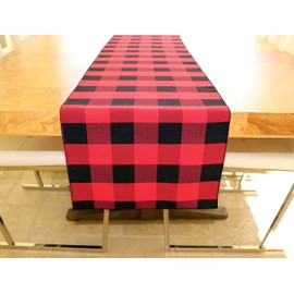 lovemyfabric Buffalo Checkered Red and Black Country Style Gingham Table Runner for Wedding/Bridal Shower, Birthdays/Baby Shower Picnic, Party & Special Events, Christmas (14" x 36")