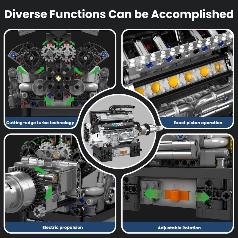 Mould King 10205 Technik V12 Engine Building Blocks RR Car