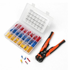 HORUSDY Wire Stripper Kit, Self-Adjusting Cable Stripping Pliers with 400Pc Electrical Connectors Terminals 10-24 AWG Stranded Wire Cutting Stripping
