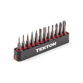 TEKTON 4 mm Phillips/Slotted Bit Set with Rail, 12-Piece (P000-P2, 0.8-4 mm) | DZZ92001