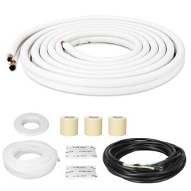 NEAGLORY 25 Ft Mini Spilt Line Set, 1/4" & 3/8" O.D. Twin Copper Pipes Insulated Coil Copper Pipes HVAC for Mini Spilt AC and Heating Equipment