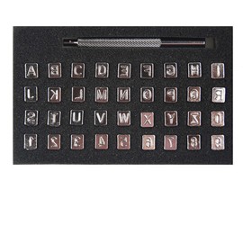 Techson 36Pcs Leather Embossing Stamp, Letter Alphabet and Number Metal Stamp Punch Kit (6mm), Saddle Carving Making Tools for DIY Handmade Art