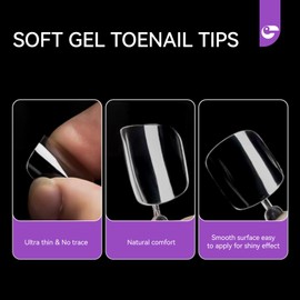 Gelike ec 240pcs Square Toe Nail Tips: Clear Soft Gel Nails DIY Art Lover For Women - Home DIY Salons Use 12 Size
