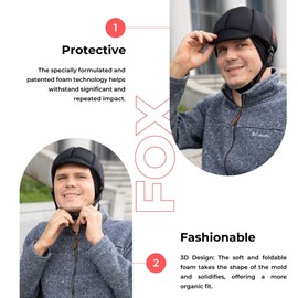 Ribcap Fox Medical Helmet | Black | Large (59-61 cm) | Protective Medical Helmet for Adults | Padded Helmet for Elderly Falls | Epilepsy Seizure Helmet | Fashionable & No Stigma