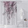 OERJU Cherry Blossoms Shower Curtain Outdoor Pink Floral Brown Branch