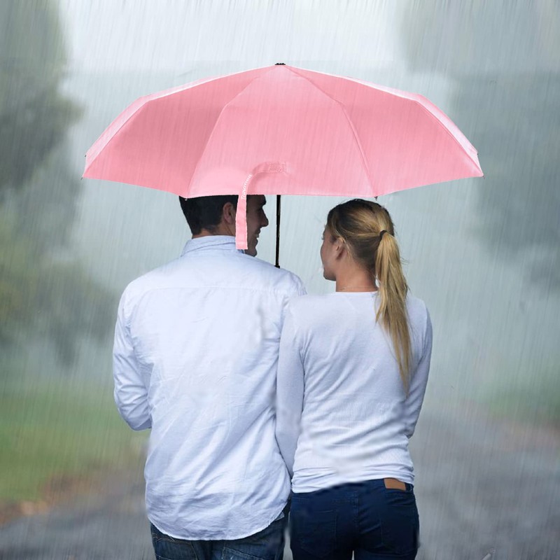 TradMall Travel Umbrella Windproof 56 Inches Canopy, Pink