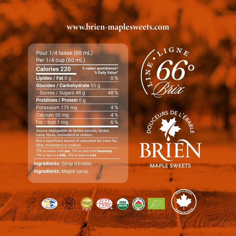 Brien 100% Pure Maple Syrup | Gluten Free Vegan Syrup