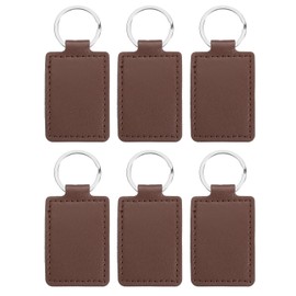 PATIKIL Leather Blank Keychains, 6Pcs Rectangle Leather Keychain Blanks Double Side Laser Engraving Key Chains for Embossing, UV-Printing, DIY Craft, Black