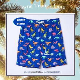 BRISIRA Mens Swim Trunks Bathing Suit 9 Inch Inseam Compression Liner Beach Long Board Shorts Swimsuit Anti-Chafe Quick Dry