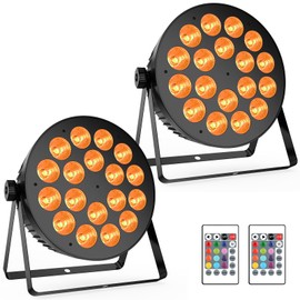 180W RGBA LED Stage Light - 2Pack 18LED Par Lights Sound Activated with Remote & DMX Control Uplights for Events Wedding Church Party Club Stage Lighting