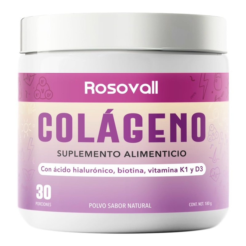 Colágeno con Ácido Hialurónico, Biotina, Vitamina K1 y D3, Envase
