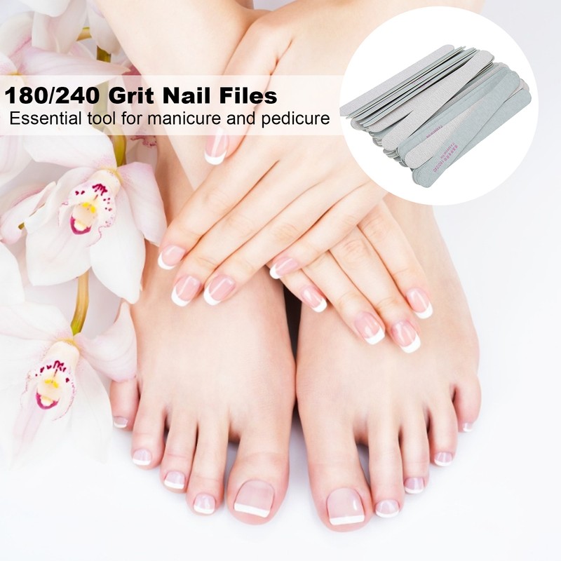 50pcs Nail Files Double Sided 180/240 Grit Nail Buffering Files