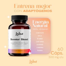 Booster Blend Orgánico | Cordyceps + Maca + Guaraná + Matcha + Café Verde + Teanina + Carnitina | Apoya la Energía Natural, el Enfoque y el Rendimient