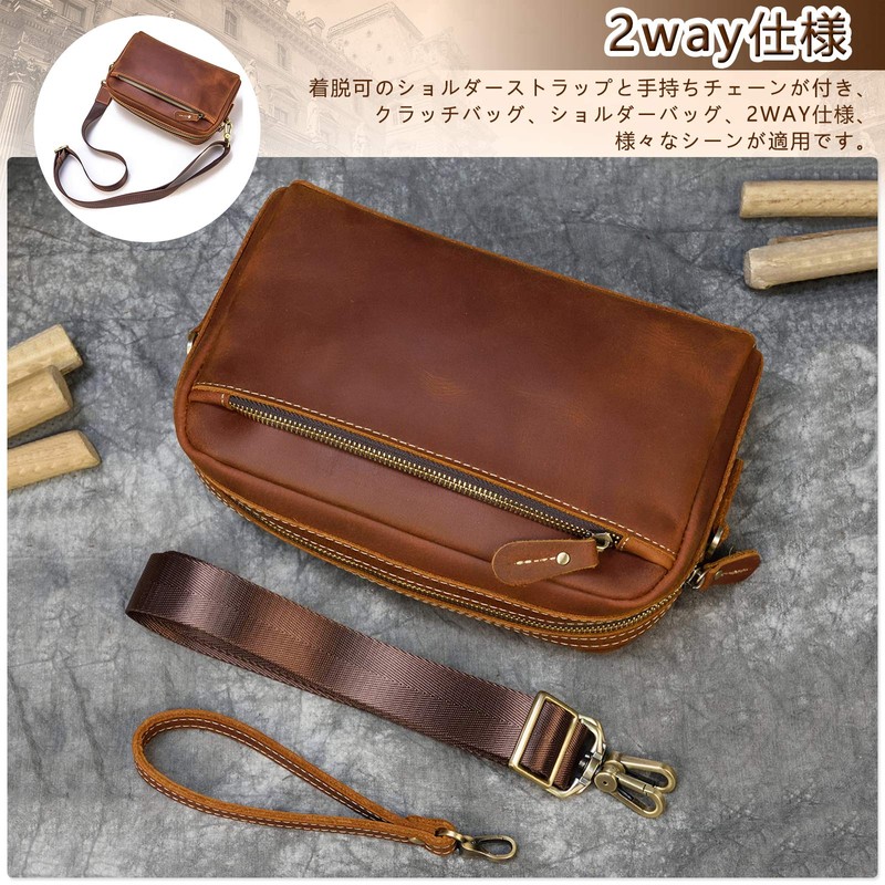 Luufan Clutch Bag, Genuine Leather, Men's, Second Bag, Leather, Small