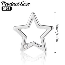 5 PCS Star Carabiner Star Keychain Clip Zinc Alloy Keychain Carabiner Snap Hook Holder Outdoor Key Clip Accessory for Hook Keys and Wallet for Camping Hiking Fishing