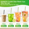 Lilymicky [90 Sets] 20oz Clear Plastic Cups With Flat Lids,