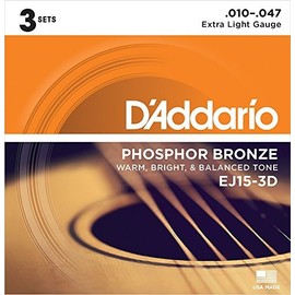 Cuerdas Guitarra Acustica – D 'Addario EJ/15/3D) Extra Lite 3D (Juego Classico 047)