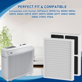 3 Pack 30920 HEPA Filter Replacement Compatible with Hunter HEPAtech 30920 fits 30050 30054 30055 30065 30070 30071 30075 30080 30177 30832 30882 30883 37055 37065, Air Cleaner Purifiers