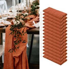 15 Pack Terracotta Cheesecloth Table Runner Gauze Table Runner 10FT Long Semi-Sheer Table Runner Rustic or Boho Wedding Table Decor for Wedding Decor Arch Draping Bridal Shower Party Banquet