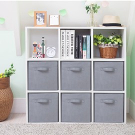 STORAGEIDEAS Storage Cubes, 11 Inch Cube Storage Bins, Set of 6, Fabric Foldable Storage Bins With Handles, Closet Storage Organizer Bins, Cubby Clothing Storage Baskets for Shelves, Gray