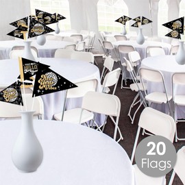 Big Dot of Happiness Disco New Year - Triangle Groovy NYE Party Photo Props - Pennant Flag Centerpieces - Set of 20
