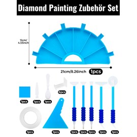 Furuising Diamond Painting Accessories, 27 Diamond Painting Tray Organiser Set, Diamond Painting Tool with 5 Pens, Pen Sleeves, Plugs, Brush, Spoon, 6 Waxes, Ribbons, Corrector for Crafts DIY